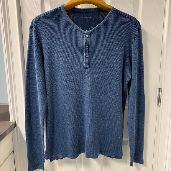 JOHN VARVATOS USA Blue Long Sleeve Thermal Polo Star Label Size Large - Picture 1 of 7